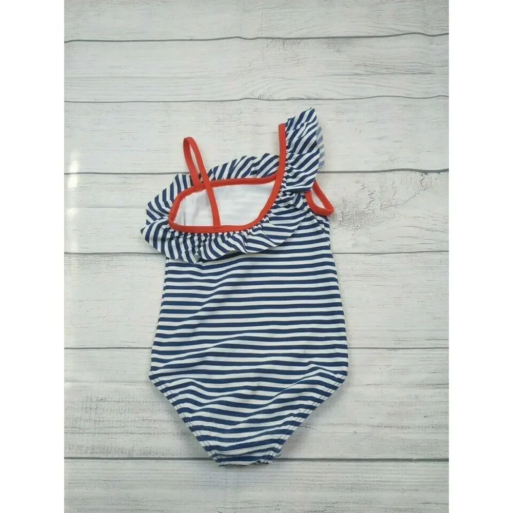 3/4 Boden Striped Ruffle Swim Suit
